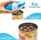 Kitchen Mama Auto Electric Can Opener: Safe, Easy with One Touch, Smooth Edge, Battery Operated, Cordless, Automatic Can Opener for Seniors with Arthritis, Hand Free Appliances, YES YOU CAN (Sky Blue)