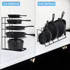 Toplife Heavy Duty Pan Organizer, 5 Tier Pot and Pan Organizer Rack for Cast Iron Skillets, Griddles and Pots - Sturdy Steel Construction- No Assembly Required - Black