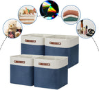 DULLEMELO Storage Baskets for Shelves Closet Storage,Large Home Organization Bins for Gifts Empty,Foldable Fabric Storage Cubes Baskets for Nursery Toy Towels Clothes Storage(White&Blue)