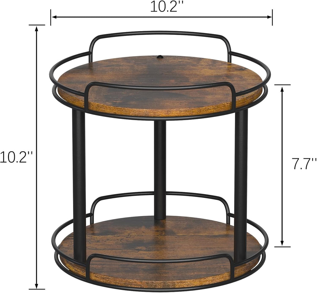 LAMU 10.2'' Wood Lazy Susan Turntable Organizer for Cabinet, 2 Tier Lazy Susan Spice Rack Organizer for Kitchen, Table Top, Countertop, Pantry, Medicine Organizer