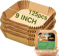 Large Air Fryer Disposable Paper Liners Square 9 Inch, 125 Pcs Parchment paper liner for 5-8QT Air fryer, Oil-proof, Water-proof, Parchment Baking Paper for Baking Roasting Microwave