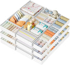 DIMJ Drawer Organizer Clothes 24 Pack - Foldable Baby Organizers and Storage & Dresser Organizer for Bedroom, Closet - Nursery Organization Dresser Dividers for underwear, Sock,Bra, Belt, Tie, White