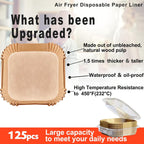 Air Fryer Liners Disposable 9 Inch, 9 inch Air Fryer Liners 125 Pcs Large Square Air Fryer Paper Liners for 5QT 6qt 8QT Air Fryer, Non-stick Parchment Paper for Frying, Baking