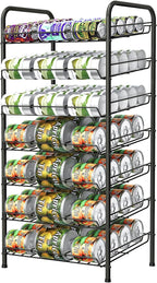 Vrisa Can Organizer for Pantry 7-tier Can Rack Organizer Metal Can Storage Dispenser Rack Holds up to 84 Cans for Canned Food Kitchen Cabinet or Pantry Shelf Black