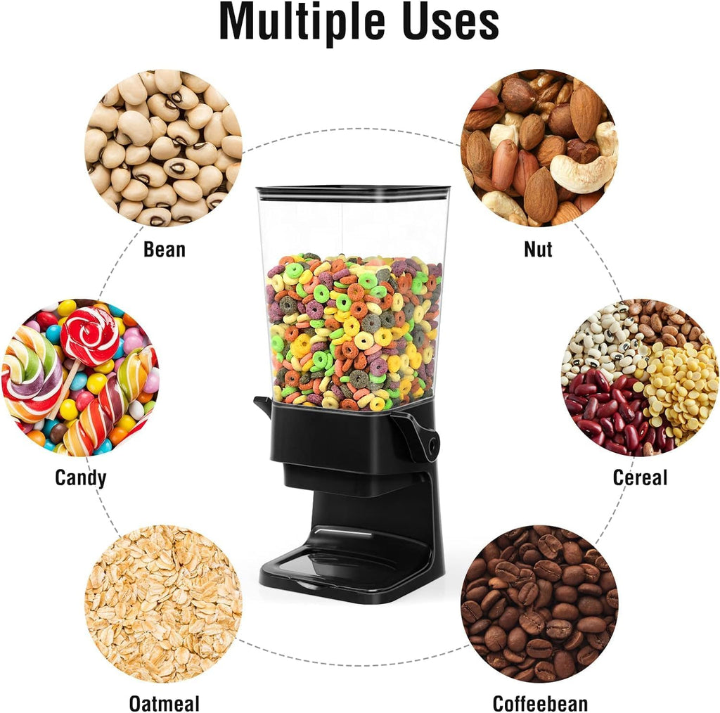 Cereal Dispenser Countertop Large Cereal Containers Storage Dispenser For Pantry Dry Food Dispenser Countertop Rice Candy Dispenser Machine For Snack,Nuts, Granola(Black,3 pack)