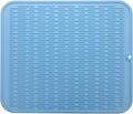 Silicone Dish Drying Mat for Multiple Usage,Easy clean,Eco-friendly,Heat-resistant Silicone Mat for Kitchen Counter or Sink,Refrigerator or Drawer Liner Light Blue 2XL 24 inches x 18 inches