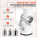 Rotary Cheese Grater Hand Crank with handle - Upgraded strong suction, changeable blades, handheld kitchen aid 3-in-1 Cheese Shredder. Kitchen Rotary Grater Slicer for Fruit, Vegetables, Nuts