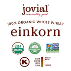 Jovial Einkorn 100% Organic Einkorn Whole Wheat Flour - Baking Flour, High Protein, Non-GMO, USDA Certified Organic, Unbleached Flour, Product of Italy, Organic Whole Wheat Flour - 32 Oz (2 Pack)