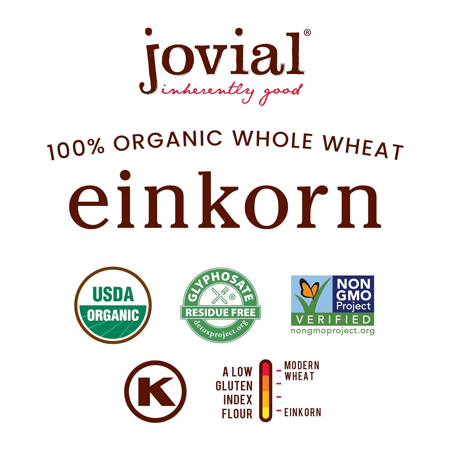 Jovial Einkorn 100% Organic Einkorn Whole Wheat Flour - Baking Flour, High Protein, Non-GMO, USDA Certified Organic, Unbleached Flour, Product of Italy, Organic Whole Wheat Flour - 32 Oz (2 Pack)