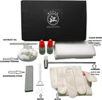Katana Cleaning Set, Katana Maintenance Kit with Sword Oil, Cleaning Powder, Clean Wiper, Hammer, Brush, Sharpening Stone and Glove, Gift for Men