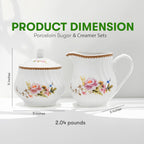 Sugar and Creamer Set - Porcelain Sugar and Creamer Floral Vintage Tea Set with Elegant Embossed Swirls - Exquisite Fine China Tea Set for Parties & Celebrations - Timeless Rose Set by Lynns