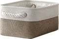 TheWarmHome Storage Basket for Organizing - 1 Pack 12x8x5.2 inch Baskets for Gifts Empty with Handles, Fabric Storage Cubes for Organizer Closet Dog Gift Cloth Toy (Whiet & Khaki)
