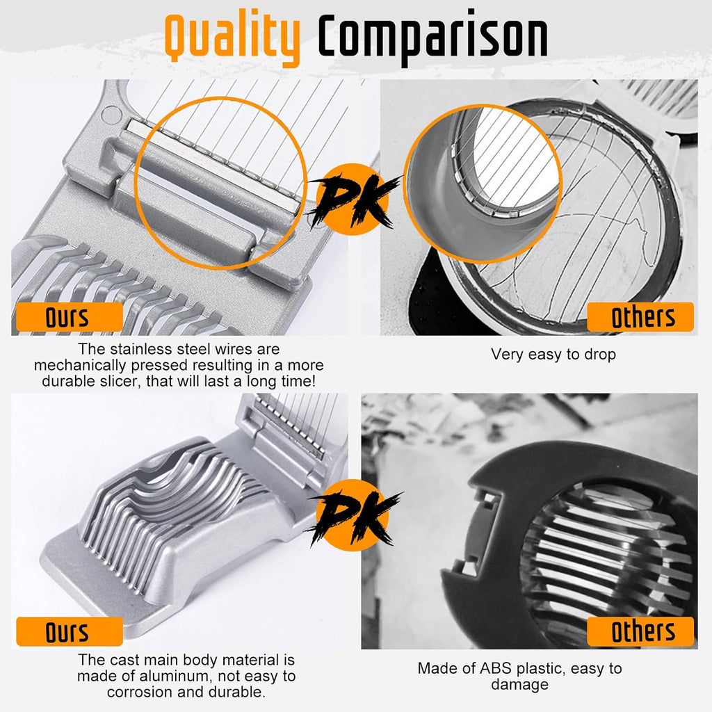 Egg Slicer Heavy Duty Aluminum Stainless Steel Wire Egg Cutter, Multipurpose Egg Dicer for Hard Boiled Eggs, Strawberry, Soft Fruit