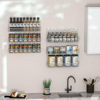JKsmart Spice Rack Organizer 6-Tier Wall Mounted & Over the Door Spice Racks for Kitchen Pantry Bathroom,Two Size, Large Capacity, Silver