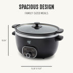 GreenLife 6QT Slow Cooker, Non-Toxic PFAS-Free Ceramic Nonstick Removable Interior Bowl, Programmable, Family Friendly, Keep Warm, Stovetop & Oven Safe, Dishwasher Safe Parts, Timer, Glass Lid, Black