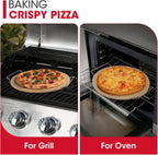 Unicook Round Pizza Stone for Oven and Grill 16 Inch, Oven Baking Stone for Bread, Cordierite Pizza Pan for Baking Crispy Bread and Cookies, Includes Carry Rack and Dough Scraper