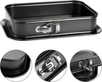 SOUJOY Springform Cake Pan, Non-stick Cheesecake Pan, 14 x 9 Inch Large Rectangle Cake Pan with Removable Bottom, Ice Cream Cake Bakeware, Black