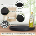 Lazy Susan for Table, 12 Inch Non-Skid Bamboo Turntable Organizer for Salt Pepper Spices and Olive Oil Next to Stove, Wooden Rotating Tray for Kitchen Countertop Organizer Black
