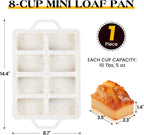 1 Pc Mini Loaf Pans Silicone, Nonstick Small Bread Pans for Baking, Tiny Meatloaf Pan with Metal Reinforced Frame 8 Cavity (Cream)