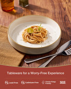 famiware Star 7.5" Pasta Bowls Set, Salad Bowl Set of 4, Double Reactive Glaze, Stackable, Ideal for Your Friend for Housewarming, Festivals, White