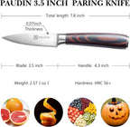 PAUDIN Paring Knife, 3.5 Inch Fruit Knife, High Carbon 5Cr15Mov Stainless Steel Forged Paring Knife, Ultra Sharp Small Kitchen Knife, Ergonomic Wooden Handle with Elegant Gift Box