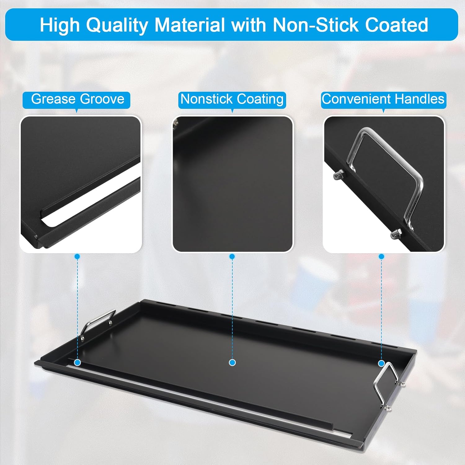 6789 Full-Size Griddle Inserts for Weber Genesis II 400 Series Gas Grills Flat Top Griddle with Handles for Weber Genesis II E-410 S-410 E-435 S-435 E-440 S-440 LX E/S-440