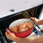 7 Quart Oval Dutch Oven with Lid, Leonyo 7QT Enameled Oval Cast Iron Dutch Oven for Sourdough Bread Breaking, Heavy Duty Cookware for Braising, Stews, Roasting, Red