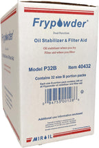 MirOil P32B Fry Powder Oil Stabilizer Filter Aid, 32 x Size B Portion Pack (240 ML Each), Deep Fryer Cooking Oil Saver, Removes Carbon Deposits