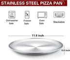TeamFar Pizza Pan, 12 inch Pizza Pan Set Round Pizza Oven Baking Pans Tray Stainless Steel for Home Restaurant Party, Healthy & Heavy Duty, Dishwasher Safe & Easy Clean - Set of 4