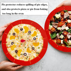 Adjustable Pie Crust Shields Baking Protectors, Silicone Cover Ring Fits 8-11.4 Inch Pies, Baking Pie Pizza Crust Shield Protector Cover for Edges (Red-2pcs)