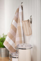 Sticky Toffee Pan Handle Covers 2-Pack – 3x6 in Tan Heat Resistant Sleeves for Cast Iron Skillets and Hot Pots, Oeko-Tex Cotton Handle Holders