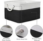 TheWarmHome Storage Basket for Organizing - Large 3 Pack 15.7x11.8x8.3 inch Collapsible Storage Bin for Shelves with Handles Laundry Cube Toy Closet Nursery (Whiet & Black)
