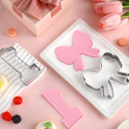Honeydak 2 Pcs 5 Inch Bowknot Cookie Cutter Number One Cookie Cutter Bow and Number 1 Baking Mold Metal Pancake Fondant Cake Mold for First Birthday First Anniversary Party Baking Supply