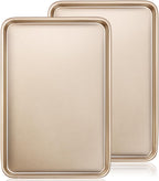 Baking Sheet Pan Set of 2, Wildone Commercial Cookie Sheets for Baking, Nonstick Carbon Steel Jelly Roll Pan Oven Tray 15x10 Inch, Heavy Duty & Easy Clean