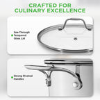 NutriChef 19-Quart Stainless Steel Stockpot – 18/8 Food Grade Heavy-Duty Induction-Compatible Pot with See-Through Lid, Ideal for Stews, Broths, Simmering & Soups, Dishwasher Safe – NCSP20