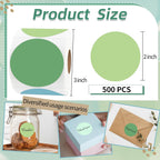 Thermal Label,2 Inch Green Gradient Round Thermal Printer Stickers,Self-Adhesive Round Direct Thermal Labels,Thermal Stickers for DIY Logo Design,Name Tag (500 Labels/1 Roll)