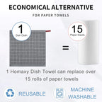 Homaxy 100% Cotton Terry Kitchen Dish Cloths, Ultra Soft and Absorbent Dish Towels for Kitchen, Suitable for Drying and Washing Dishes, 8 Pack, 12 x 12 Inches, Grey