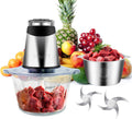 Electric food processor vegetable chopper 500W 2x8cup bowls 2 bi-layer 4 blades Small Food chopper Electric Meat grinder for home use,Mincing, and Puree for kitchen aid, baby foot, pet food by BUMET