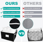 VERONLY China Storage Containers - Stemware Storage Cases for 12 Wine Champagne Glasses - 2 Pack Crystal Glassware Protector Packing Boxes with Dividers and 2 Handles for Moving (Black)