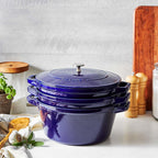 Staub Cast Iron 4-pc Stackable Set - Dark Blue