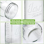 QAPPDA Wide Mouth Mason Jars 32 oz 12 Pack, Large Glass Jars Canning Jar with Lids for Pickling, Storage Food, Meal Prep, Jams, and Spices