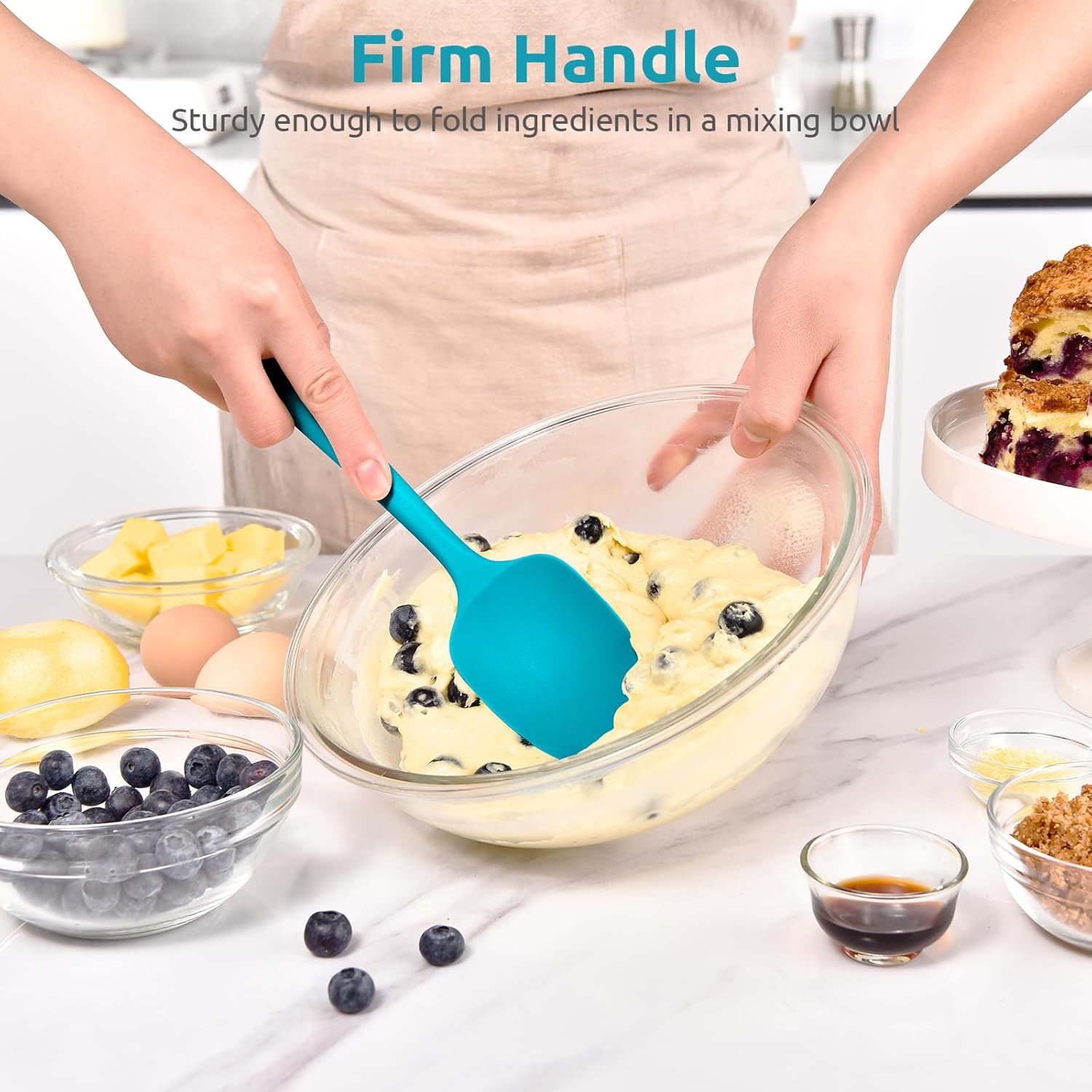 Heat Resistant Silicone Spoon Spatula: U-Taste 600ºF High Heat Flexible 11.38in Silicon Mixing Stirring Cooking Scraping Baking Bowl Scraper for Kitchen Nonstick Cookware (Marrs Green)