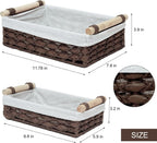 Storage Basket Wicker Baskets for Organizing with Handle Decorative Storage Bins for Countertop Toilet Paper Storage Basket for Toilet Tank Top Small Baskets Set (Set of 2)