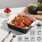 Sweejar Ceramic Baking Dish, 8 x 8 Cake Baking Pan for Brownie, Porcelain Square Bakeware with Double Handle for Casserole, Lasagna, Family Dinner (Navy)