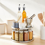 Juvale 2-Tier Lazy Susan Spice Rack Organizer for Cabinet - 10.5 in, Stainless Steel - Kitchen Countertop Organizer & Spice Carousel for Pantry Organization (Pack of 2)