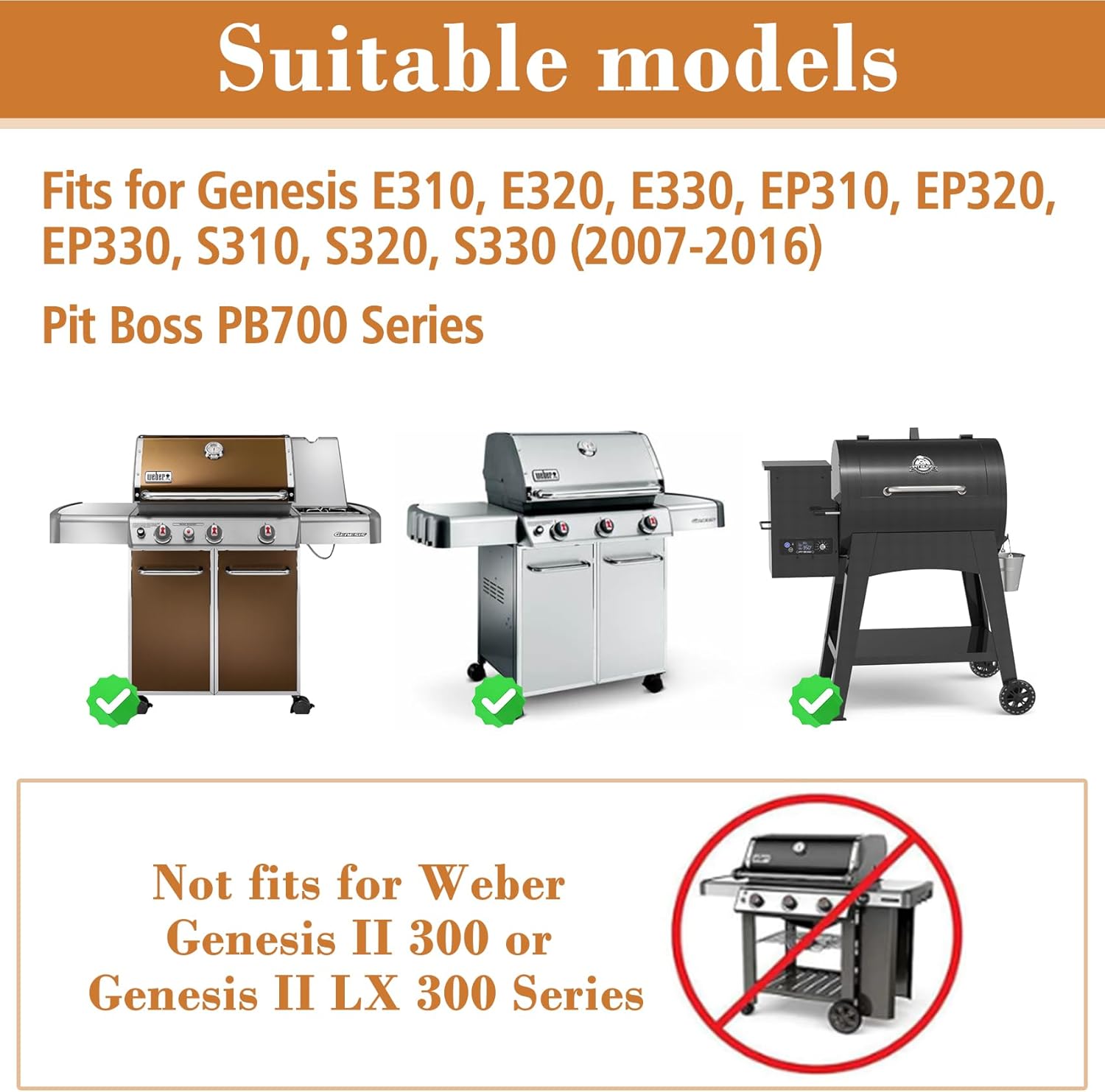 7524 Full Size Griddle Replacement Parts for Weber Genesis S310, E310, E320, S320, E330, S330, EP310, EP320, EP330, Carbon Steel Flat Top Grill Insert Parts with Handles for Weber Genesis 300 Series