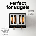 Chefman Smart Touch 4 Slice Digital Toaster, 6 Shade Settings, Touchscreen Bagel Toaster 4 Slice with Extra-Wide Slots, +10 Seconds, Defrost, Removable Crumb Tray – Stainless Steel