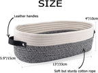 2 Pack Small Cotton Rope Woven Basket Toilet Paper Baskets for Organizing Decorative Basket for Boho Decor Small Storage Basket 13"x5.9"x4" Variegated Gray&White