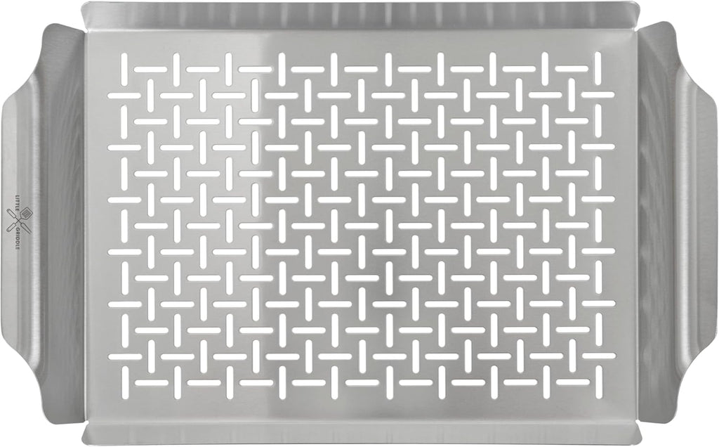 LITTLE GRIDDLE - Large Pro Grill Pan, High sidewalls with built-in handles, Stainless Steel Material, Big Food Capacity and Vented Design - Durable and Easy to Clean