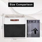 13x13 Cube Storage Bins, Collapsible Fabric Storage Box, 4 Pack Closet Baskets with Handles for Organizing, Shelf, Toys, Clothes, Home, Office, Nursery (Black&White)